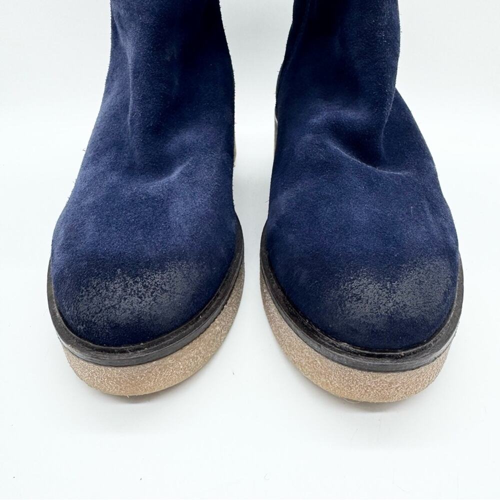 Sundance Willette Shearling Suede Ankle‎ Zip Boot Blue Suede Size 36 Boho Winter - Picture 5 of 15